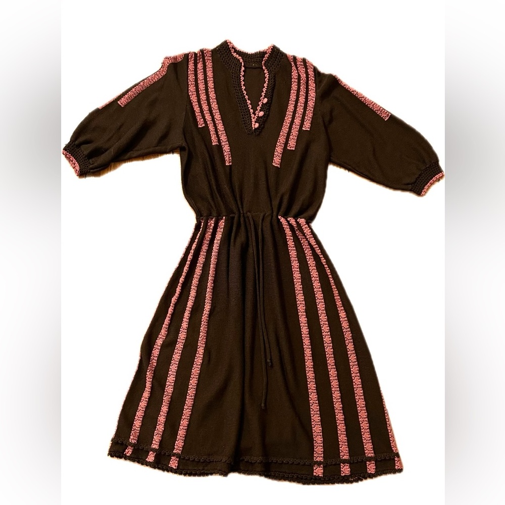 VINTAGE 60’s/ 70’s boho knit dress women’s S/M